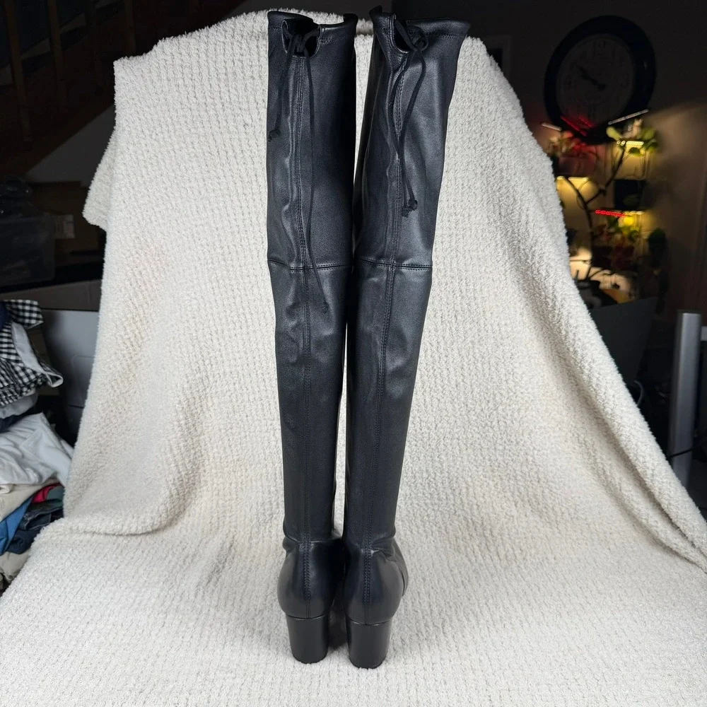 Stuart Weitzman Genna 60‎ City Boot Black Leather Size 8 B Orig-$895 NWOB